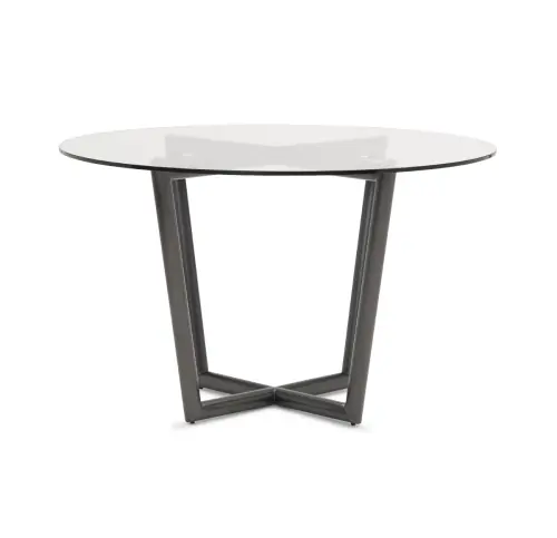 Modern Round Dining Table - Glass/Pewter