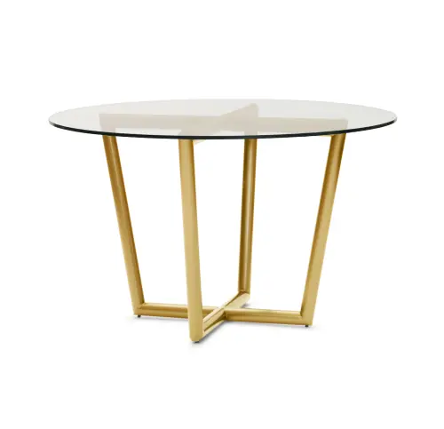 Modern Round Dining Table - Glass/Brass
