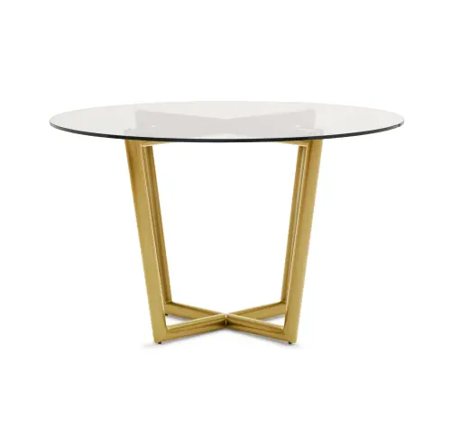 Modern Round Dining Table - Glass/Brass