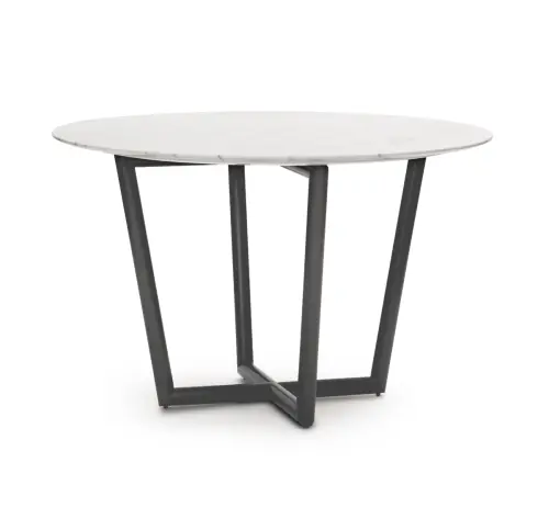 Modern Round Dining Table - White/Pewter