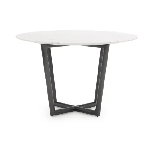 Modern Round Dining Table - White/Pewter
