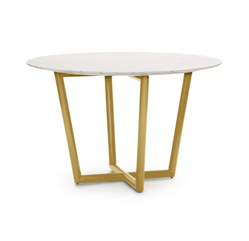Modern Round Dining Table - White/Brass