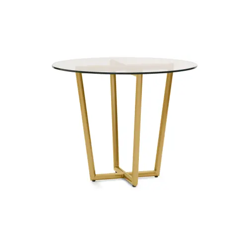 Modern Round Dining Table - Glass/Brass