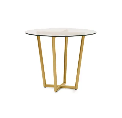Modern Round Dining Table - Glass/Brass