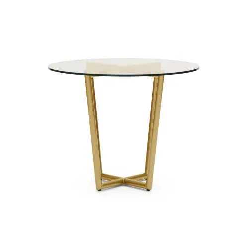 Modern Round Dining Table - Glass/Brass