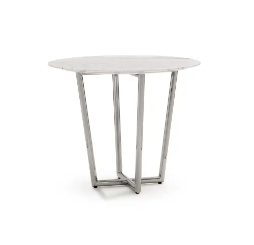Modern Round Dining Table - White/Steel
