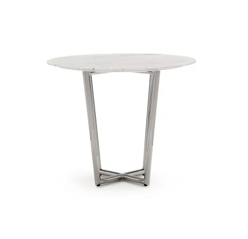 Modern Round Dining Table - White/Steel