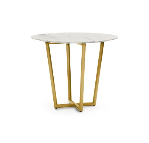 Modern Round Dining Table - White/Brass