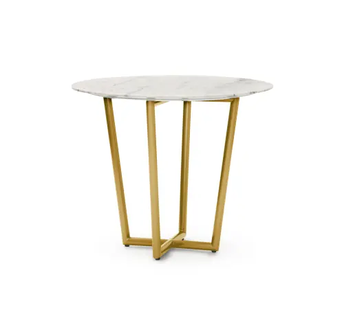 Modern Round Dining Table - White/Brass