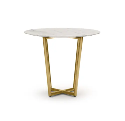 Modern Round Dining Table - White/Brass