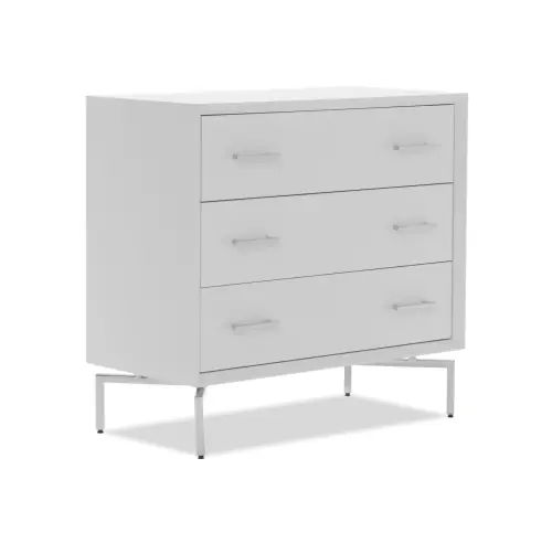 Ming 3-Drawer Dresser - White/Stainless Steel