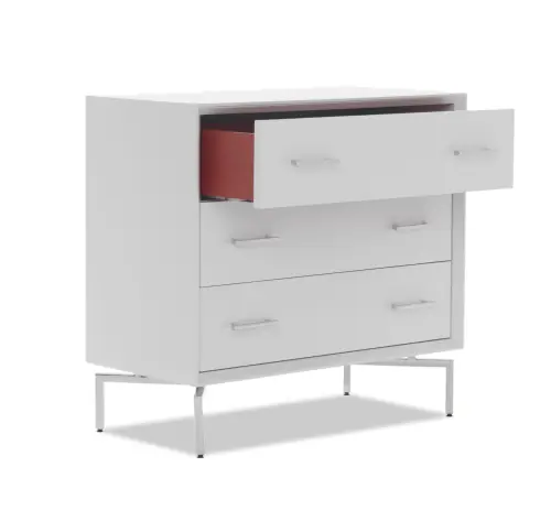 Ming 3-Drawer Dresser - White/Stainless Steel
