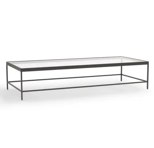 Vienna Lg Rect Coffee Table - Glass/Pewter