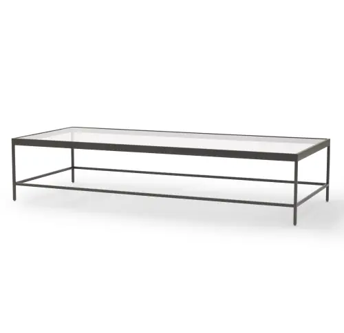 Vienna Lg Rect Coffee Table - Glass/Pewter