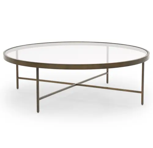 Vienna Lg Round Coffee Table - Glass/Antique