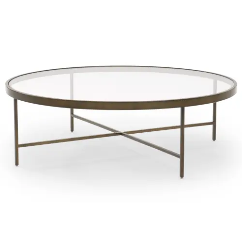 Vienna Lg Round Coffee Table - Glass/Antique
