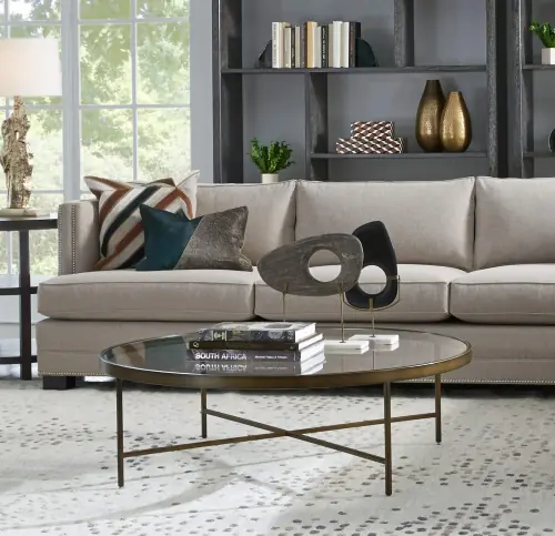 Vienna Lg Round Coffee Table - Glass/Antique