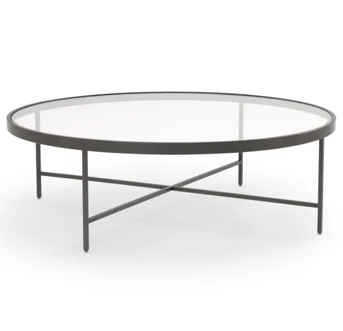 Vienna Lg Round Coffee Table - Glass/Pewter