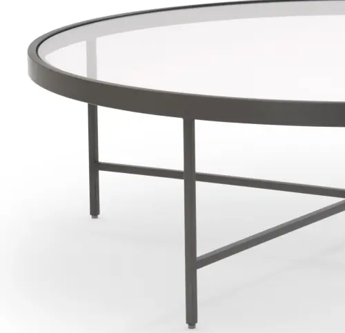 Vienna Lg Round Coffee Table - Glass/Pewter