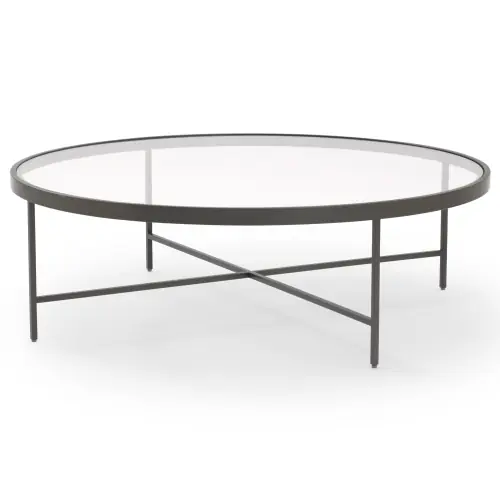 Vienna Lg Round Coffee Table - Glass/Pewter