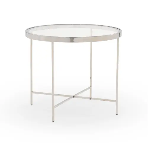 Vienna Round Side Table - Glass/Stainless Steel