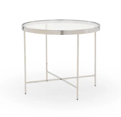 Vienna Round Side Table - Glass/Stainless Steel