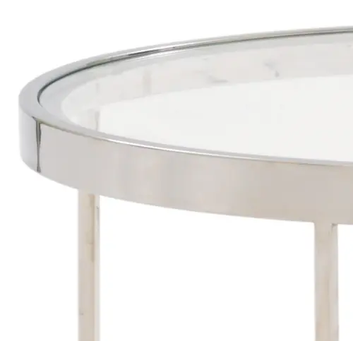 Vienna Round Side Table - Glass/Stainless Steel