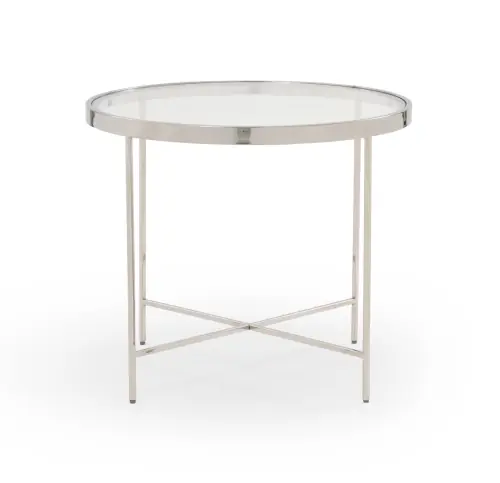 Vienna Round Side Table - Glass/Stainless Steel