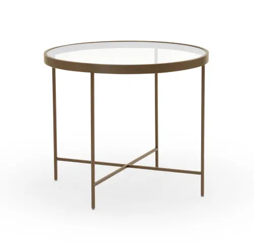 Vienna Round Side Table - Glass/Antique Brass