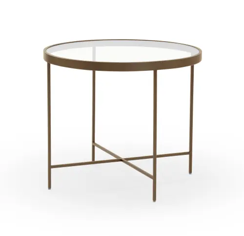 Vienna Round Side Table - Glass/Antique Brass