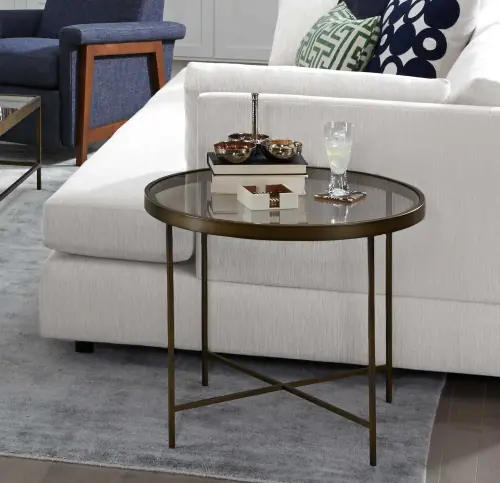 Vienna Round Side Table - Glass/Antique Brass