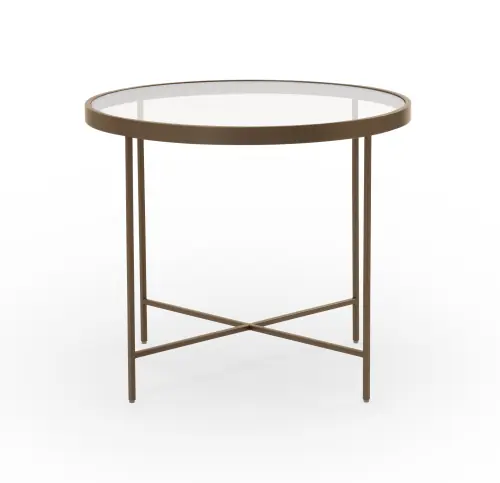 Vienna Round Side Table - Glass/Antique Brass