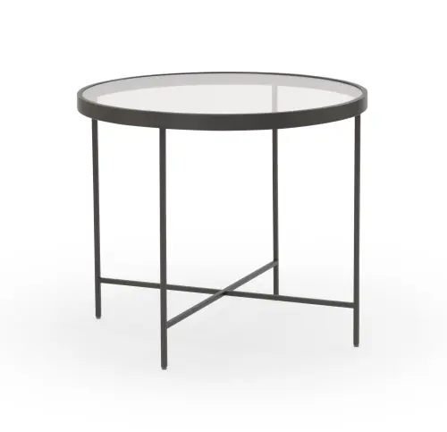 Vienna Round Side Table - Glass/Pewter