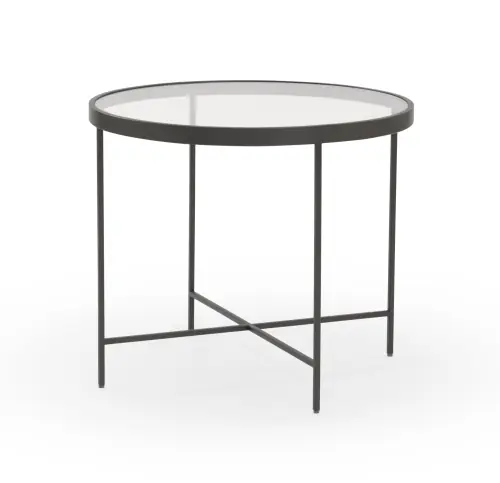 Vienna Round Side Table - Glass/Pewter