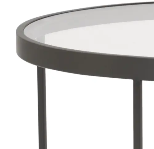 Vienna Round Side Table - Glass/Pewter