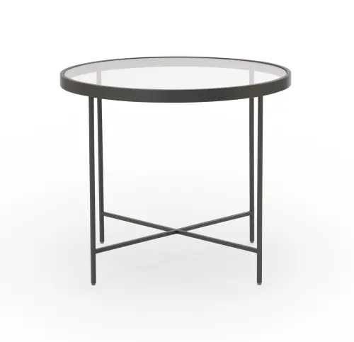 Vienna Round Side Table - Glass/Pewter