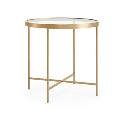 Vienna Round Side Table - Glass/Brushed Brass