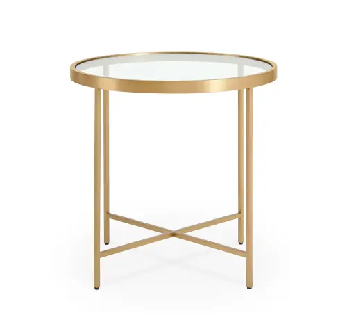 Vienna Round Side Table - Glass/Brushed Brass