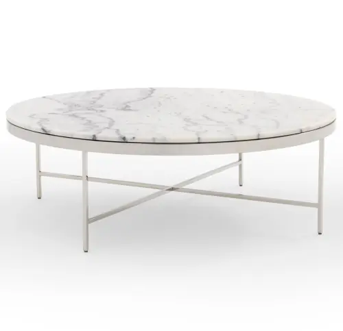 Vienna Lg Round Coffee Table - Marble/Steel