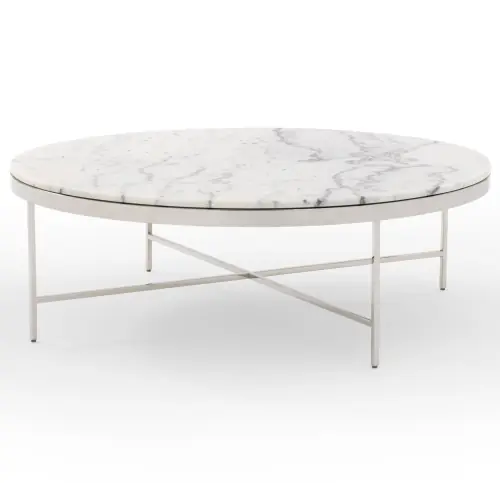 Vienna Lg Round Coffee Table - Marble/Steel
