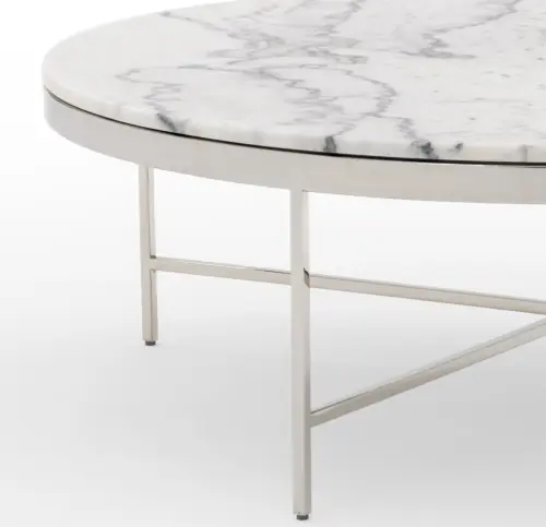 Vienna Lg Round Coffee Table - Marble/Steel