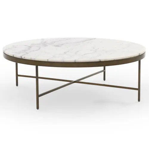 Vienna Lg Round Coffee Table - Marble/Antique