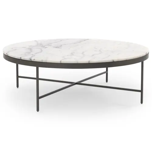 Vienna Lg Round Coffee Table - Marble/Pewter