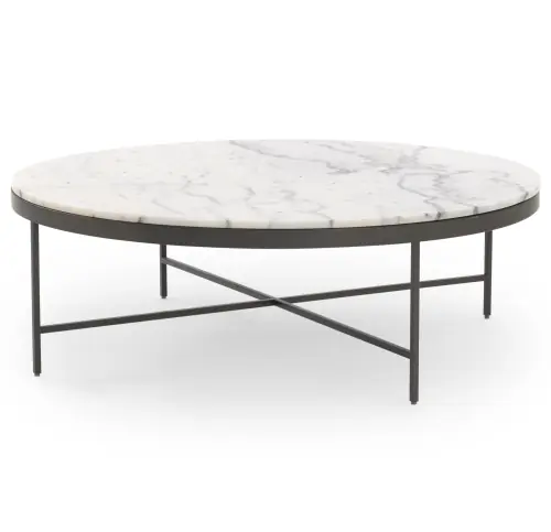 Vienna Lg Round Coffee Table - Marble/Pewter