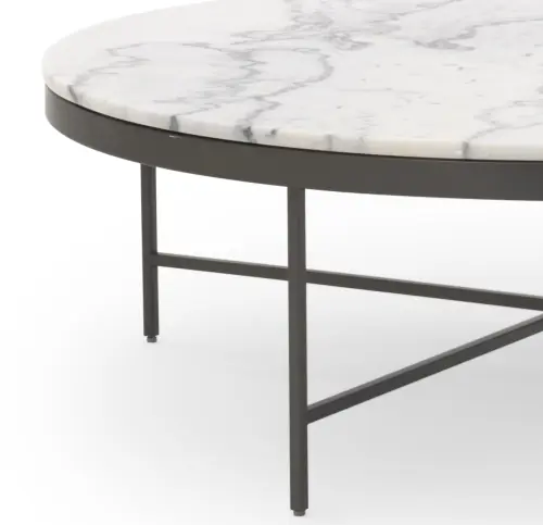 Vienna Lg Round Coffee Table - Marble/Pewter