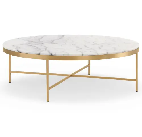 Vienna Lg Round Coffee Table - Marble/Brushed