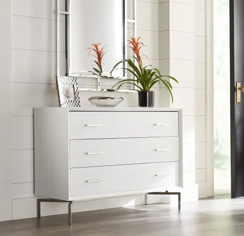 Ming 3-Drawer Dresser - White/Pewter