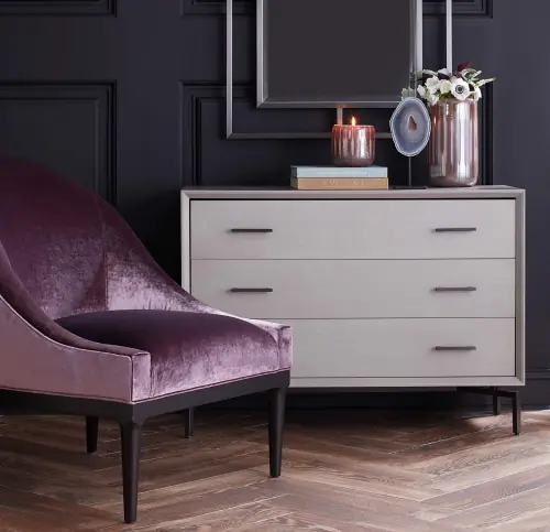 Ming 3-Drawer Dresser - Gray/Stainless Steel