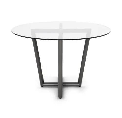 Modern Oval Dining Table - Glass/Pewter