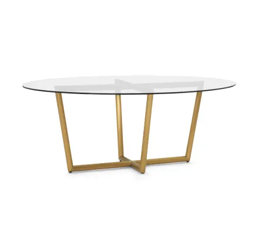 Modern Oval Dining Table - Glass/Brass